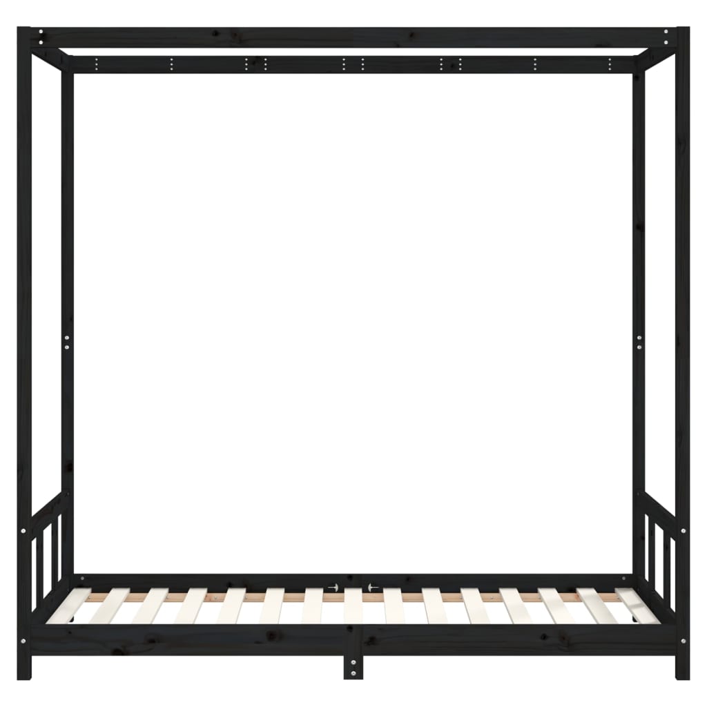 Cadre de lit pour enfants noir 90x190 cm bois de pin massif