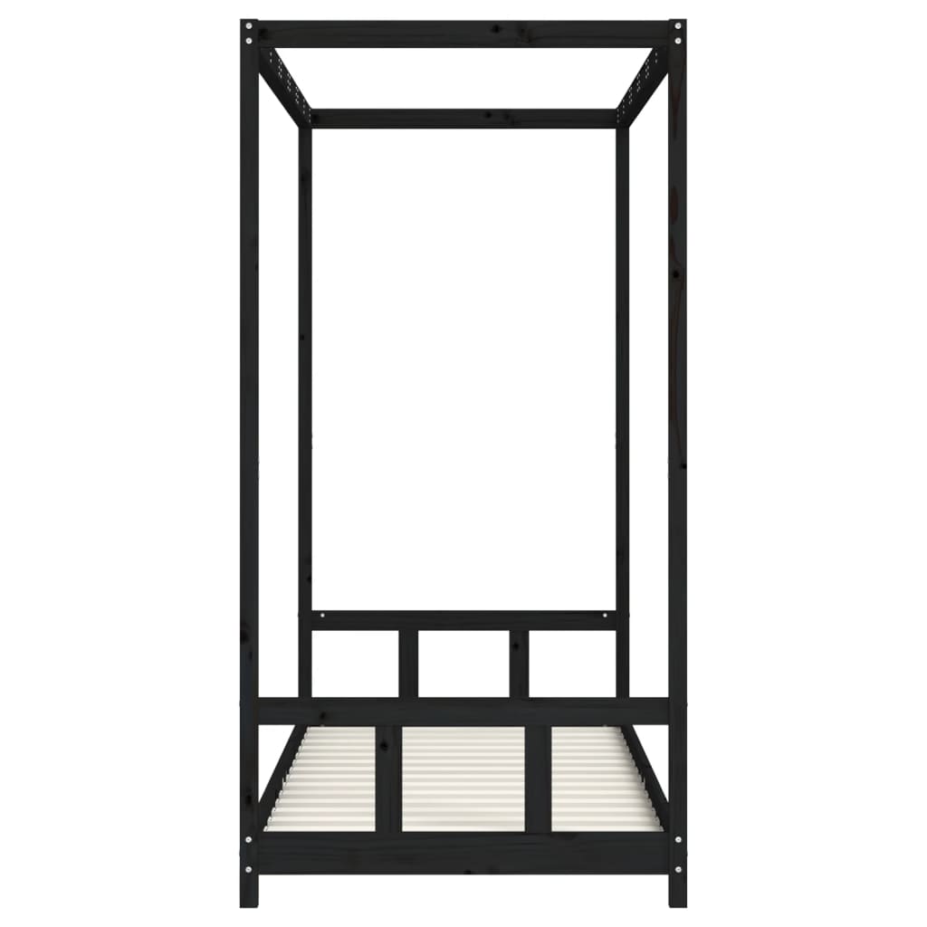Cadre de lit pour enfants noir 90x200 cm bois de pin massif