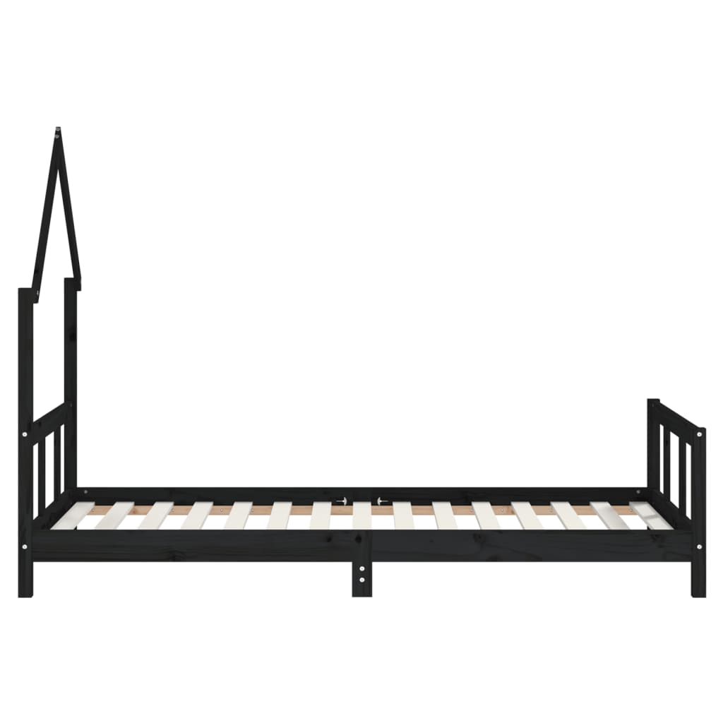Cadre de lit pour enfants noir 90x190 cm bois de pin massif