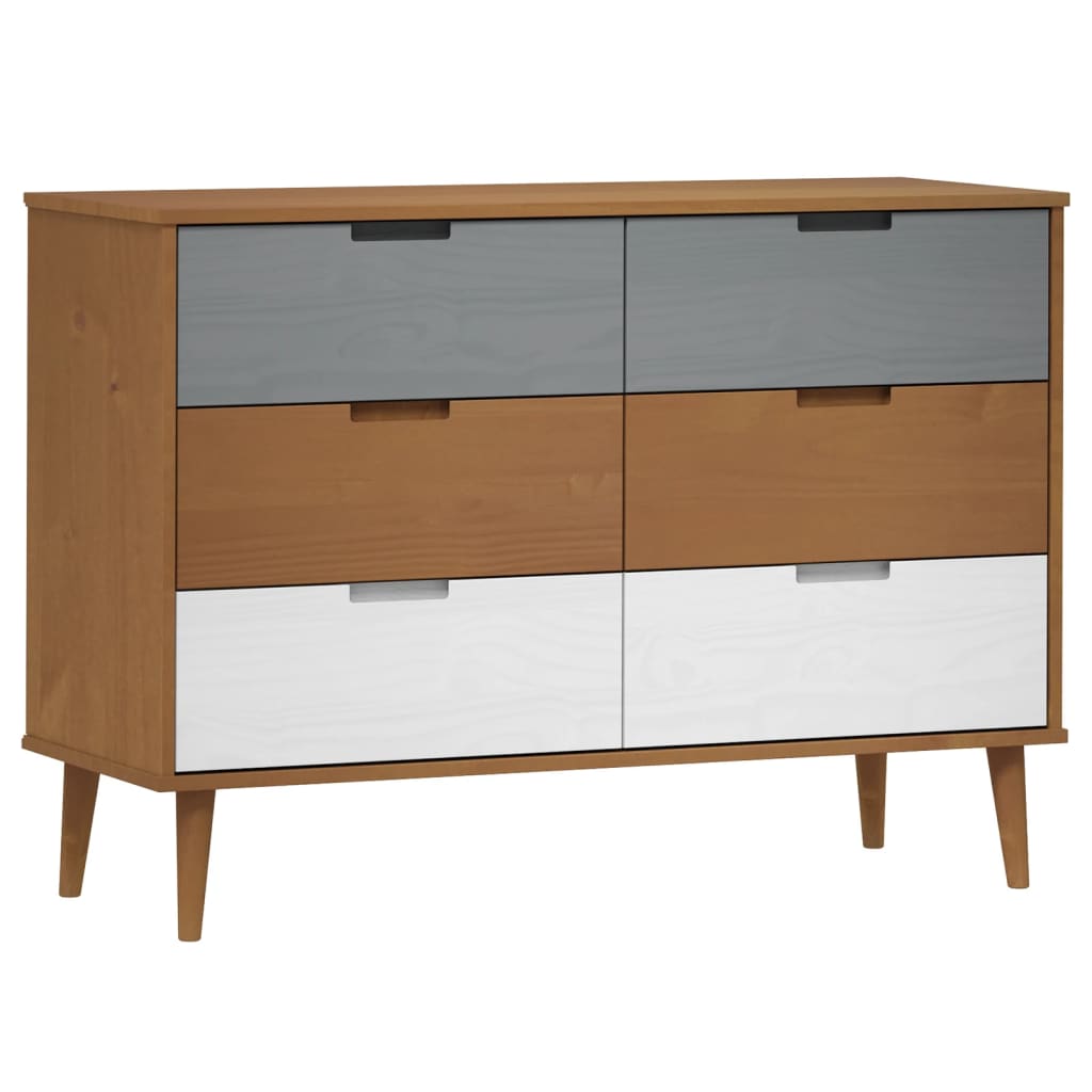Commode Molde Marron 113X40X80 Cm Bois De Pin Massif