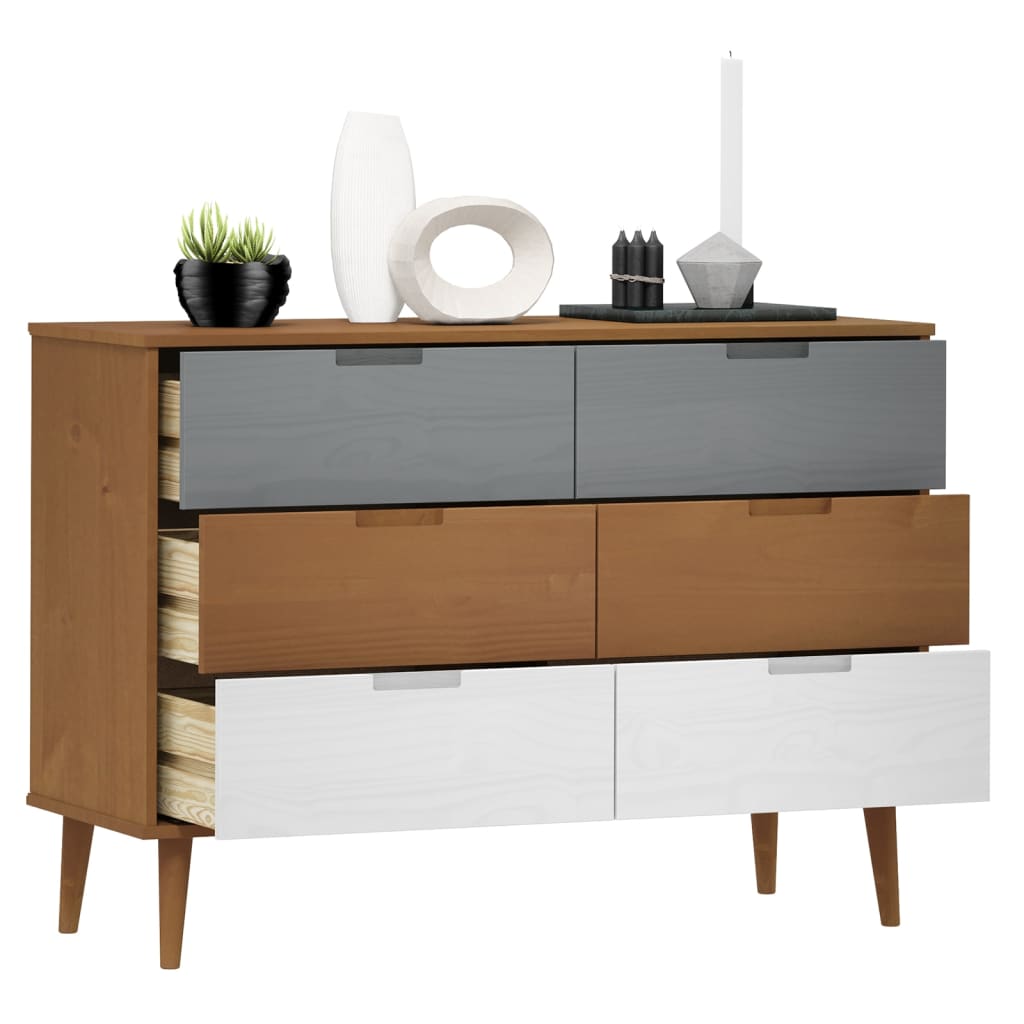 Commode Molde Marron 113X40X80 Cm Bois De Pin Massif