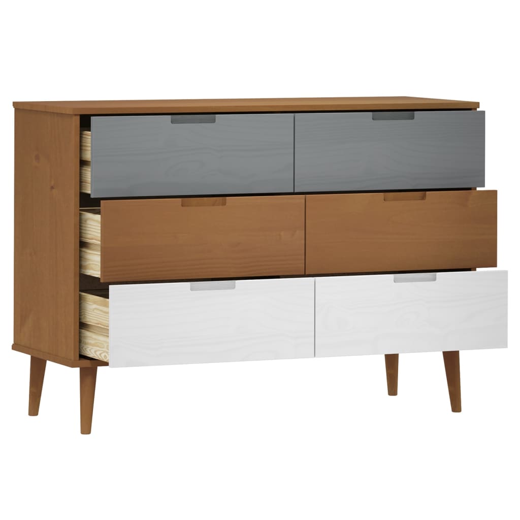 Commode Molde Marron 113X40X80 Cm Bois De Pin Massif