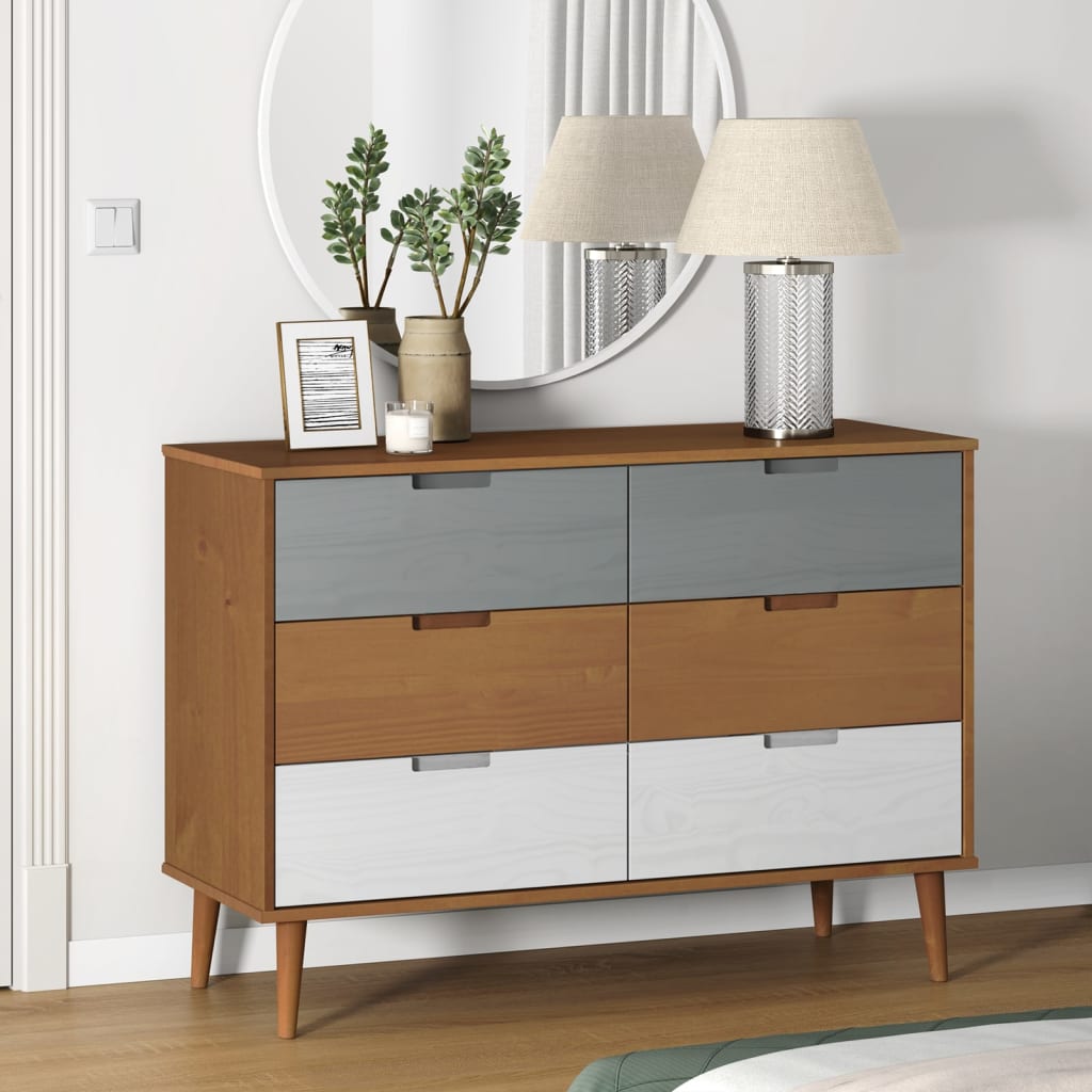 Commode Molde Marron 113X40X80 Cm Bois De Pin Massif