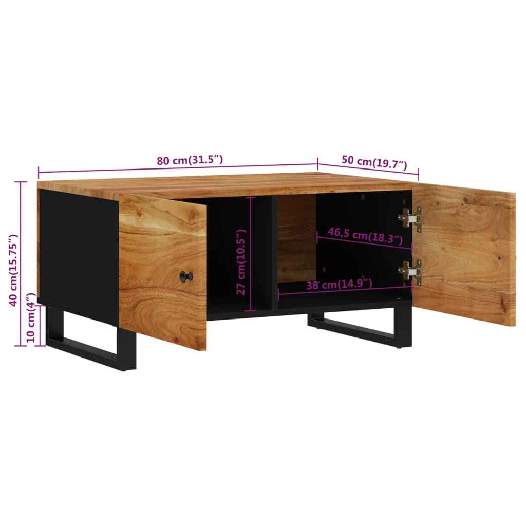 Table Basse 80X50X40 Cm Bois D'acacia Solide Et D'ingénierie