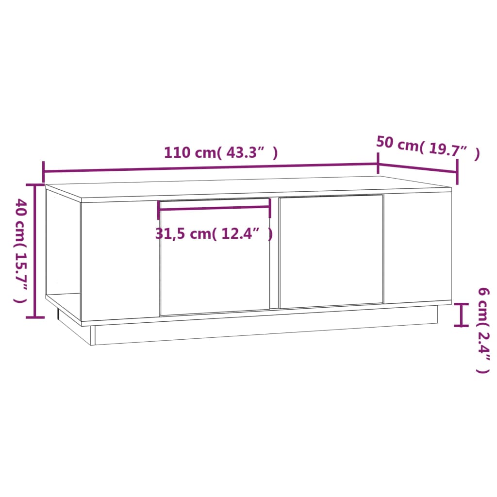 Table Basse 110X50X40 Cm Bois Massif De Pin