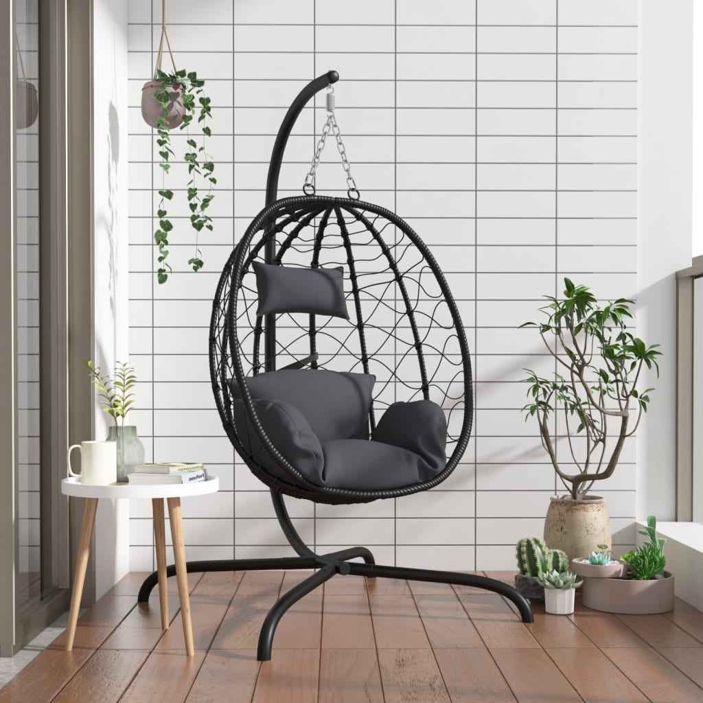 Fauteuil Suspendu Avec Coussin En Polyrotin Et Acier
