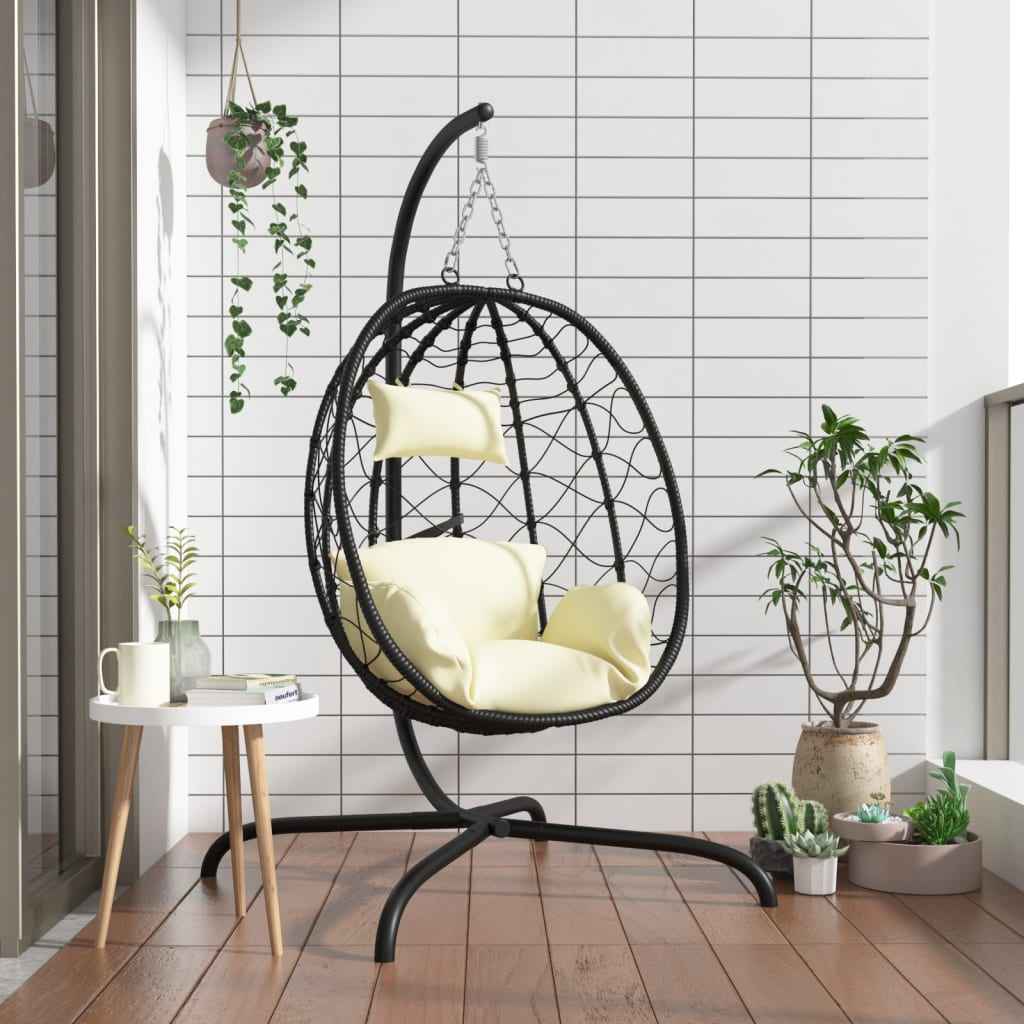 Fauteuil Suspendu Avec Coussin En Polyrotin Et Acier