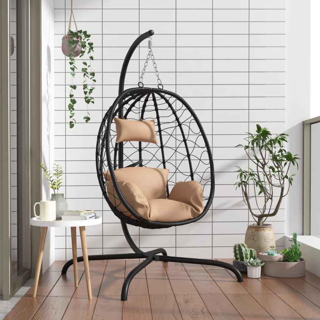 Fauteuil Suspendu Avec Coussin En Polyrotin Et Acier