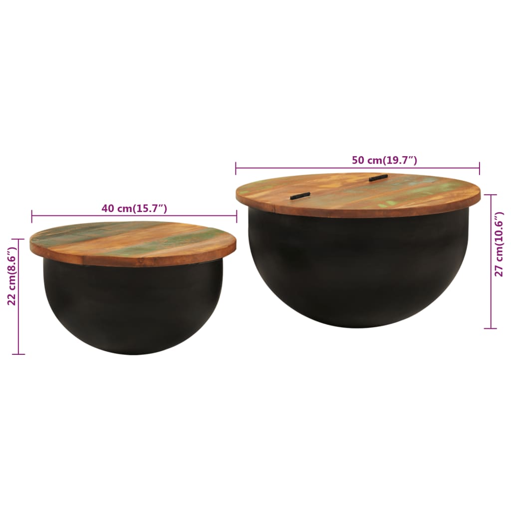 Ensemble De Tables Basses 2 Pcs Bois Récupération Massif