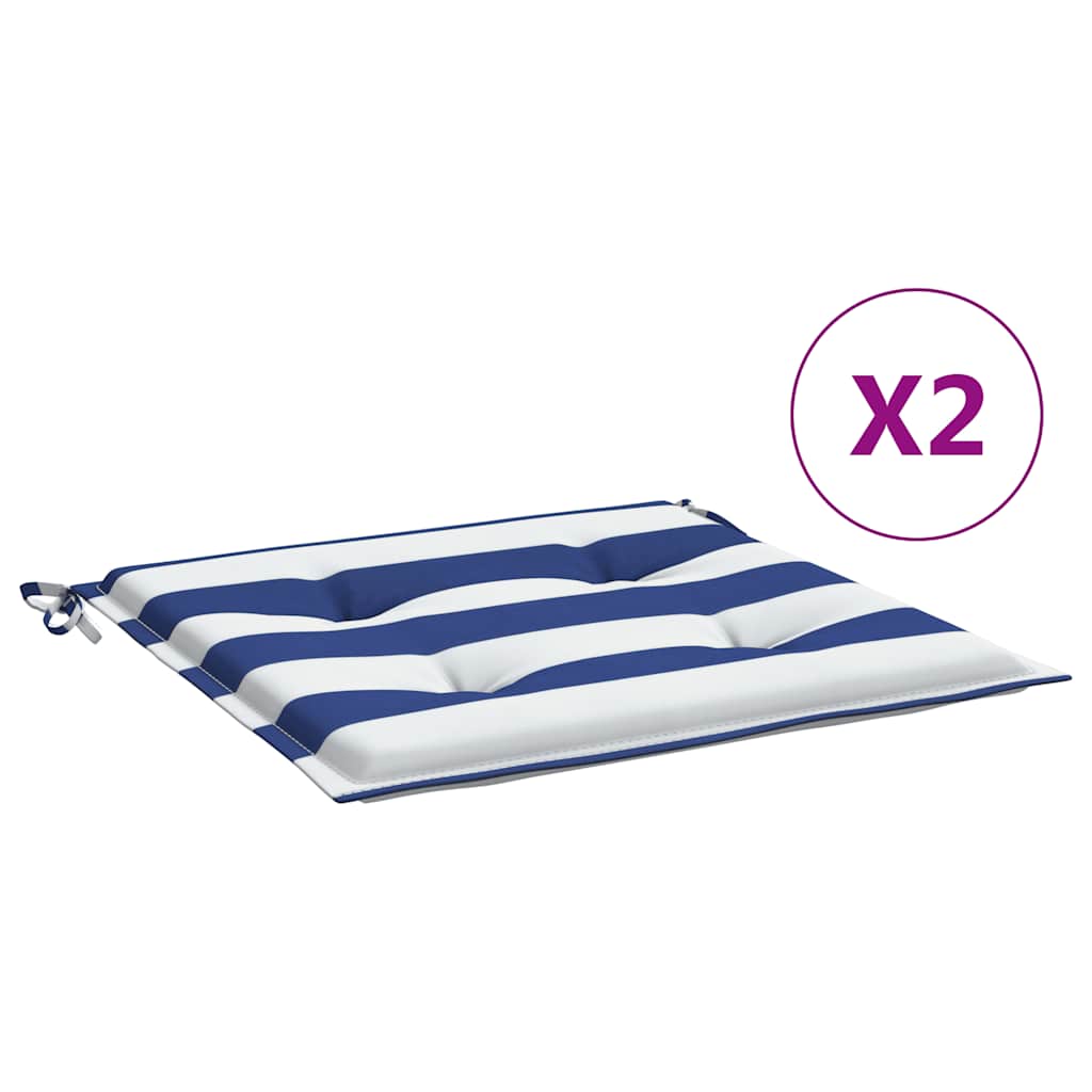 Coussins De Chaise De Jardin Lot De 2 Tissu Bleu Et Blanc