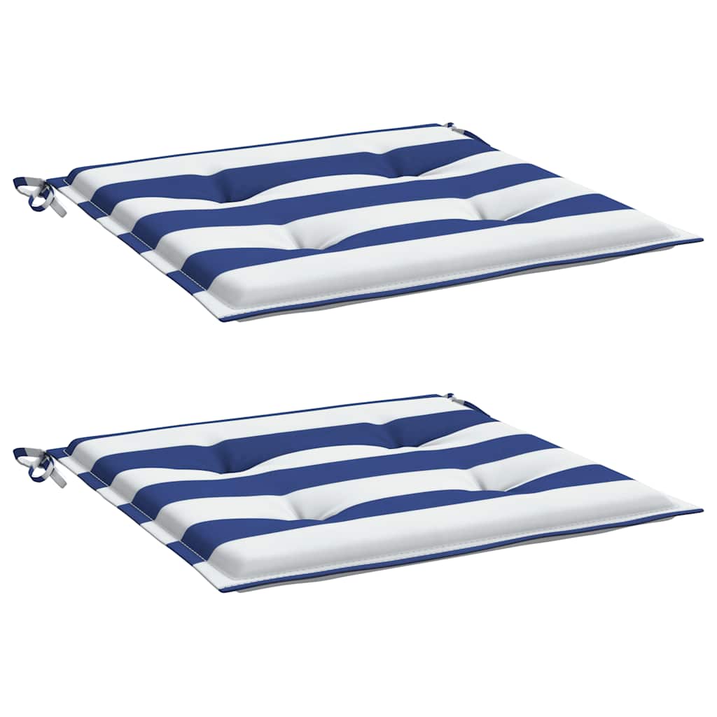 Coussins De Chaise De Jardin Lot De 2 Tissu Bleu Et Blanc
