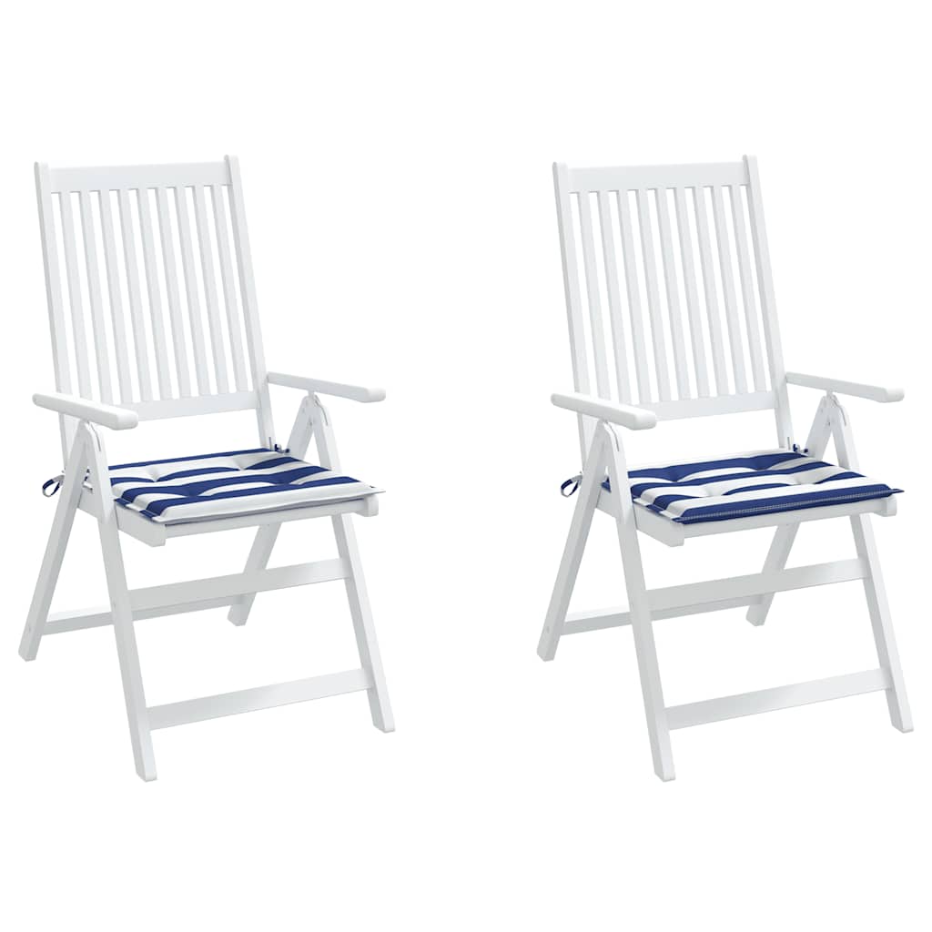 Coussins De Chaise De Jardin Lot De 2 Tissu Bleu Et Blanc