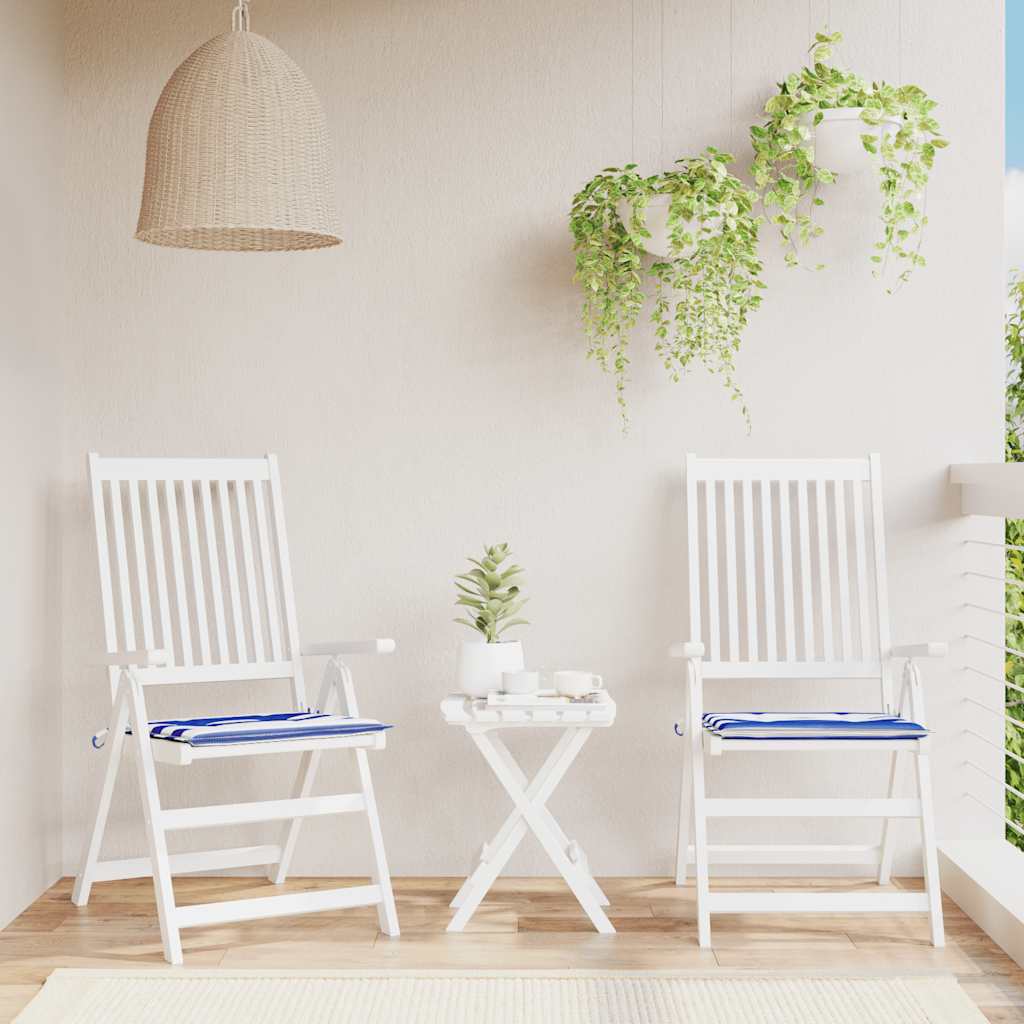 Coussins De Chaise De Jardin Lot De 2 Tissu Bleu Et Blanc