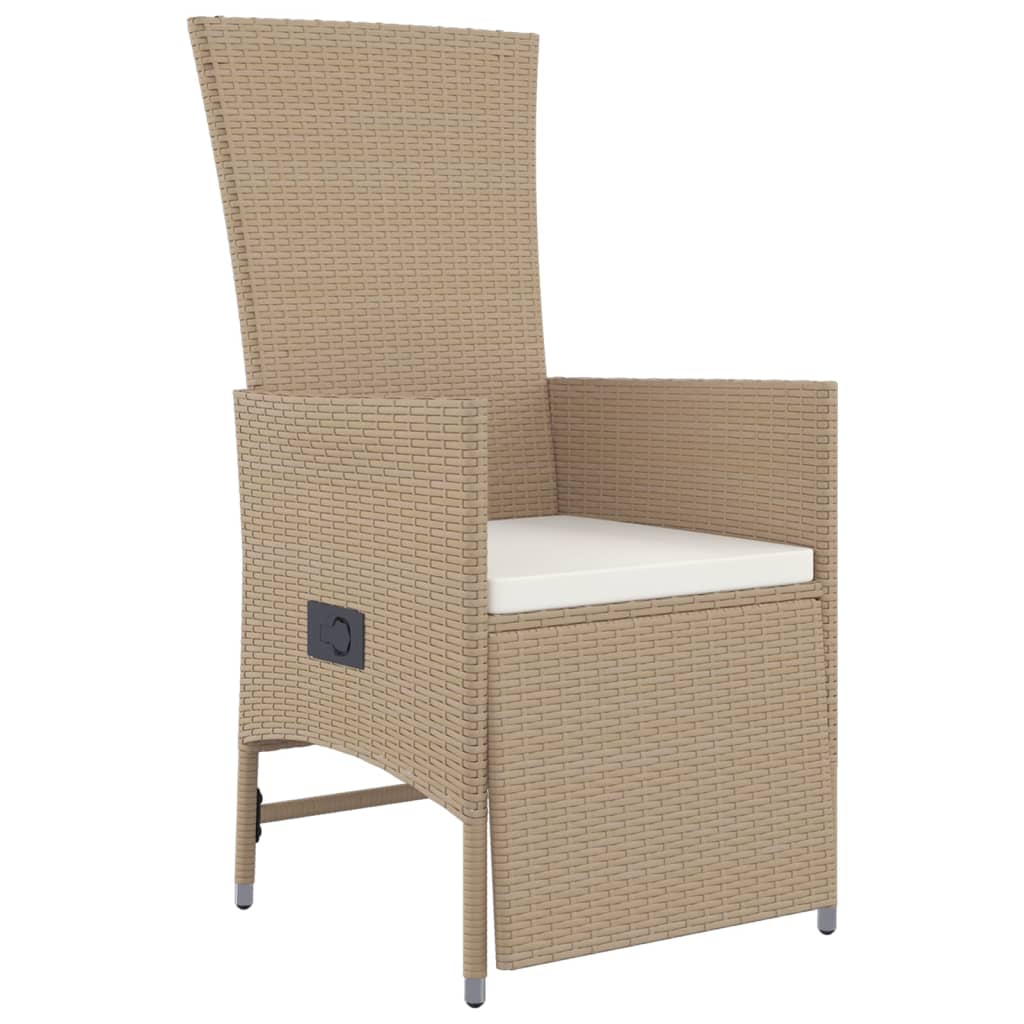 Ensemble À Manger De Jardin Et Coussins 9 Pcs Beige Poly Rotin 6X Chaise + 2X Fauteuil + Table