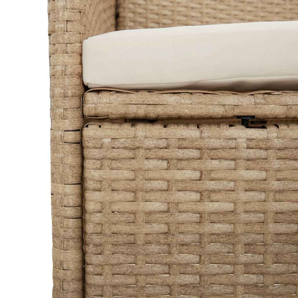 Ensemble À Manger De Jardin Et Coussins 9 Pcs Beige Poly Rotin 6X Chaise + 2X Fauteuil + Table