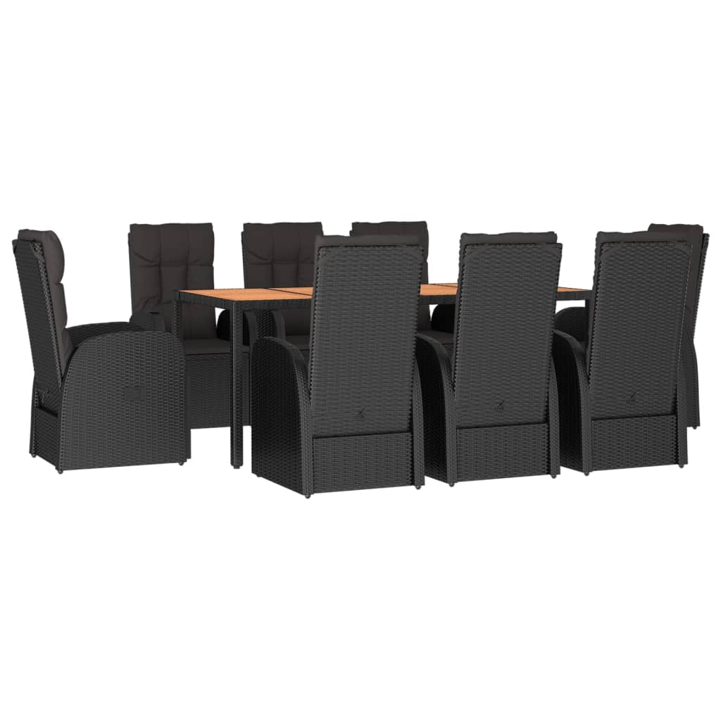 Ensemble À Manger De Jardin 9Pcs Coussins Noir Résine Tressée 6X Chaise + 2X Fauteuil + Table