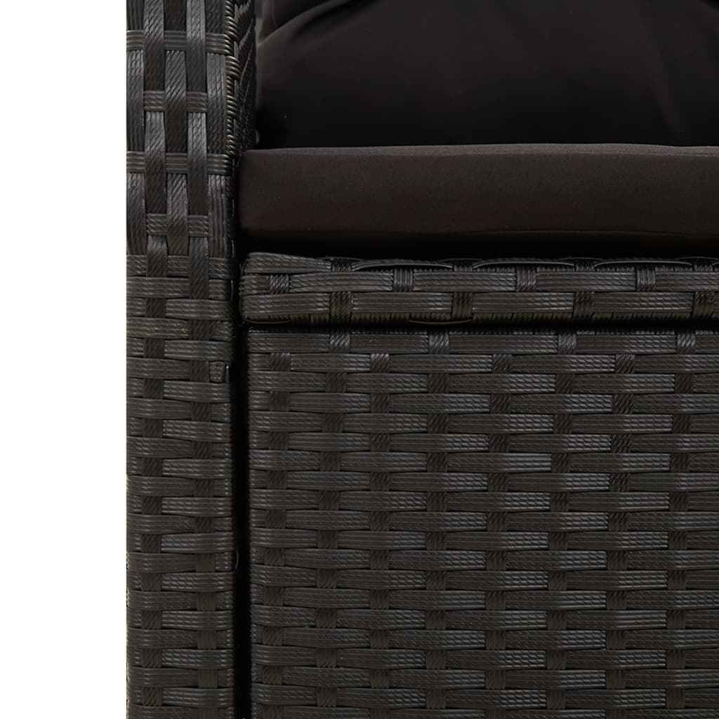 Ensemble À Manger De Jardin 9Pcs Coussins Noir Résine Tressée 6X Chaise + 2X Fauteuil + Table