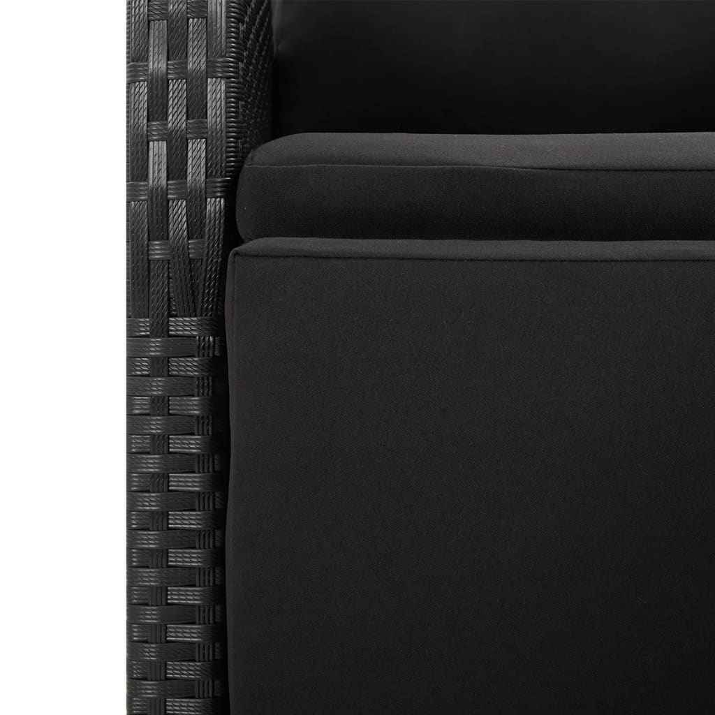 Ensemble À Manger De Jardin 9Pcs Coussins Noir Résine Tressée 6X Chaise + 2X Fauteuil + Table