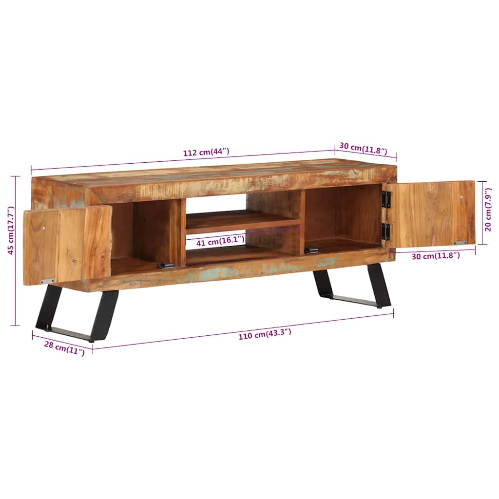 TV cabinet 112x30x45 cm reclaimed solid wood