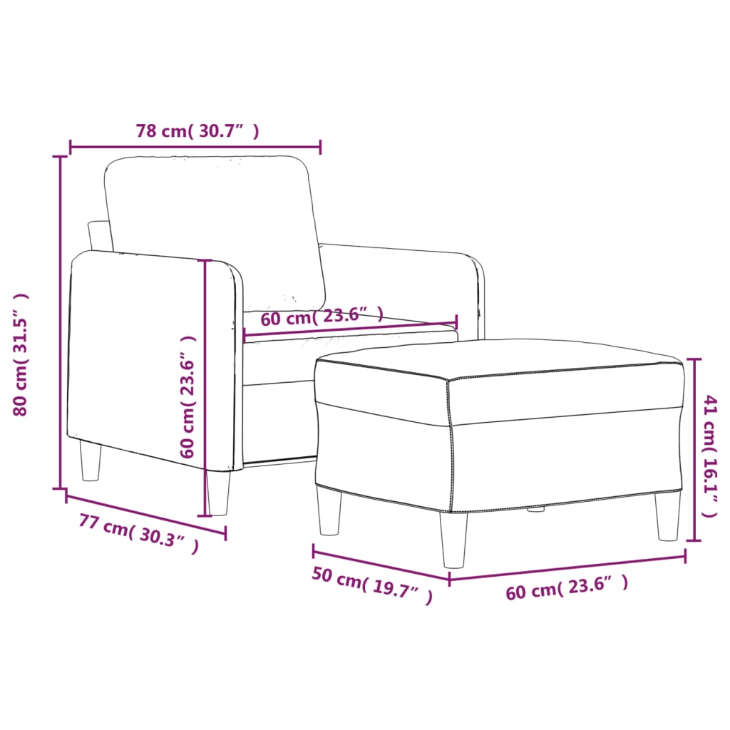 Fauteuil Avec Repose-Pied 60 Cm Velours