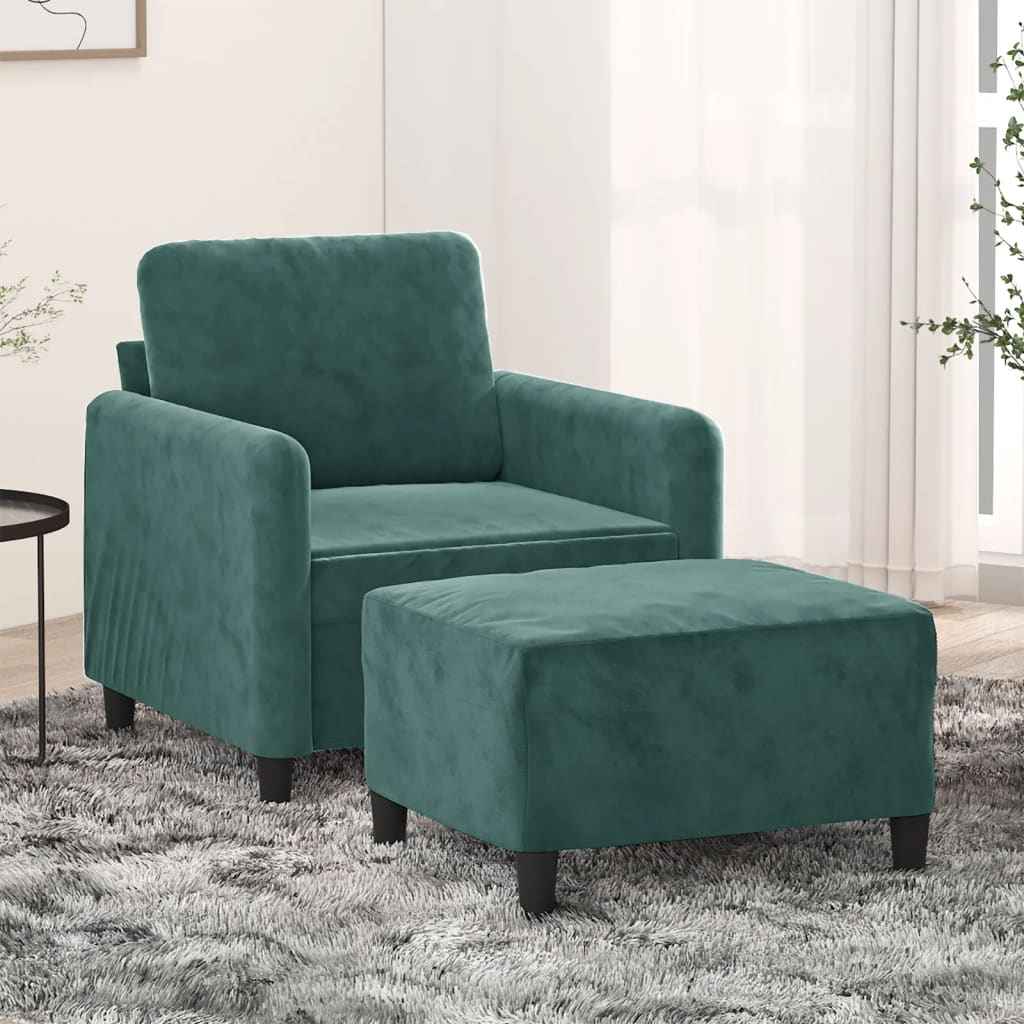 Fauteuil Avec Repose-Pied 60 Cm Velours
