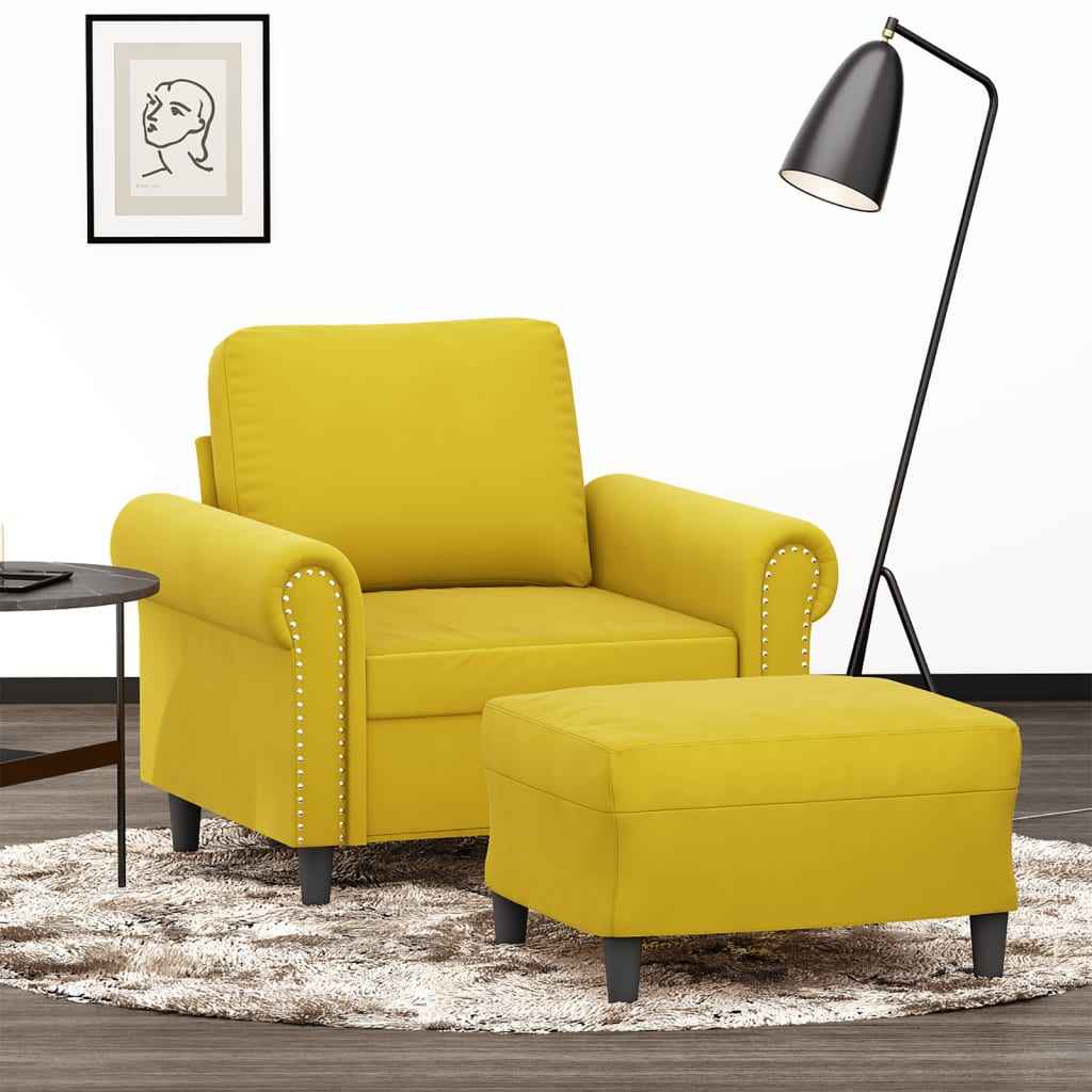 Fauteuil Avec Repose-Pied 60 Cm Velours