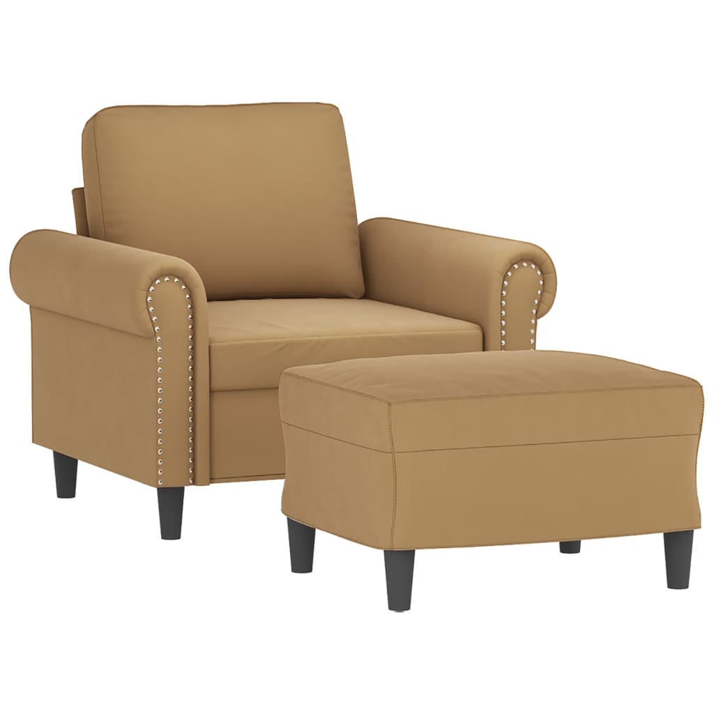 Fauteuil Avec Repose-Pied 60 Cm Velours