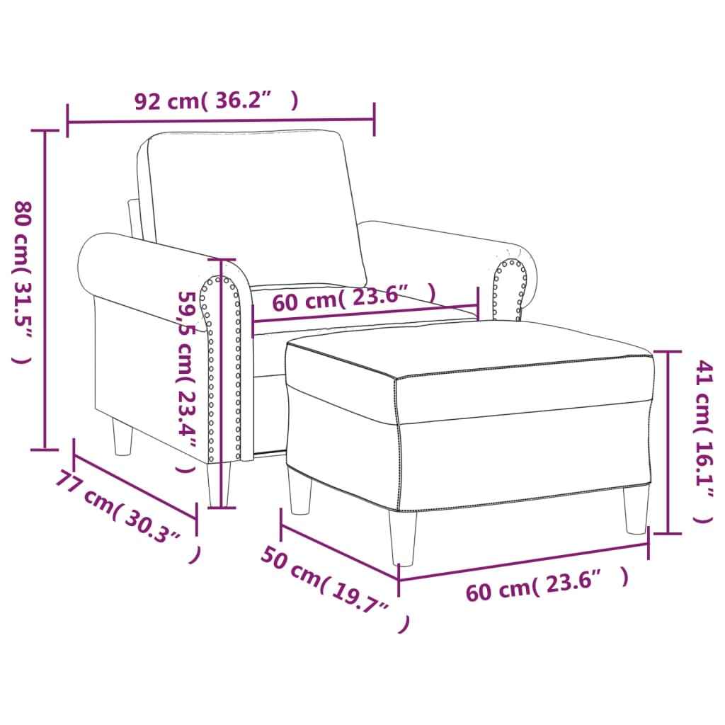 Fauteuil Avec Repose-Pied 60 Cm Velours