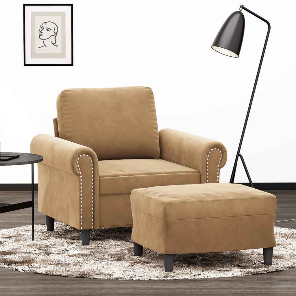 Fauteuil Avec Repose-Pied 60 Cm Velours