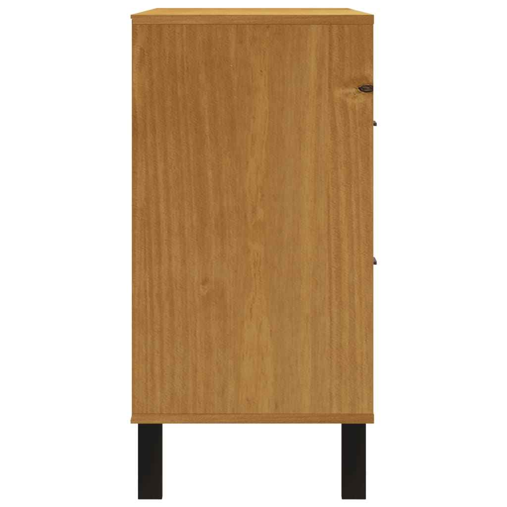 Commode Flam 110X40X80 Cm Bois De Pin Massif Vert Et Blanc