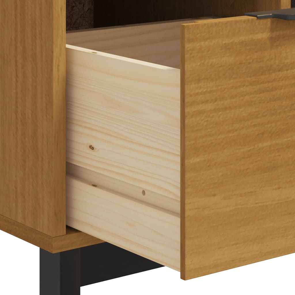 Commode Flam 110X40X80 Cm Bois De Pin Massif Vert Et Blanc