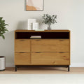 Commode Flam 110X40X80 Cm Bois De Pin Massif Vert Et Blanc