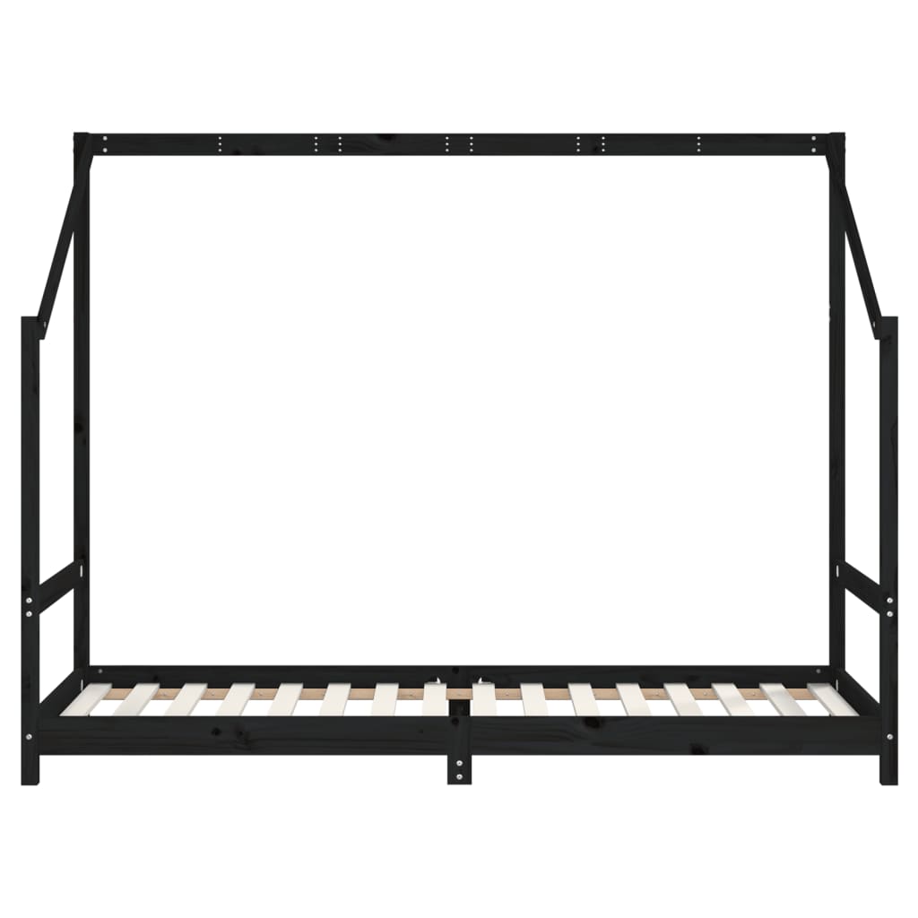 Cadre de lit pour enfants noir 90x200 cm bois de pin massif