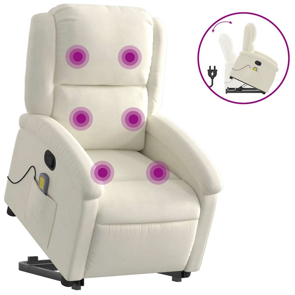 Fauteuil De Massage Inclinable Velours Crème