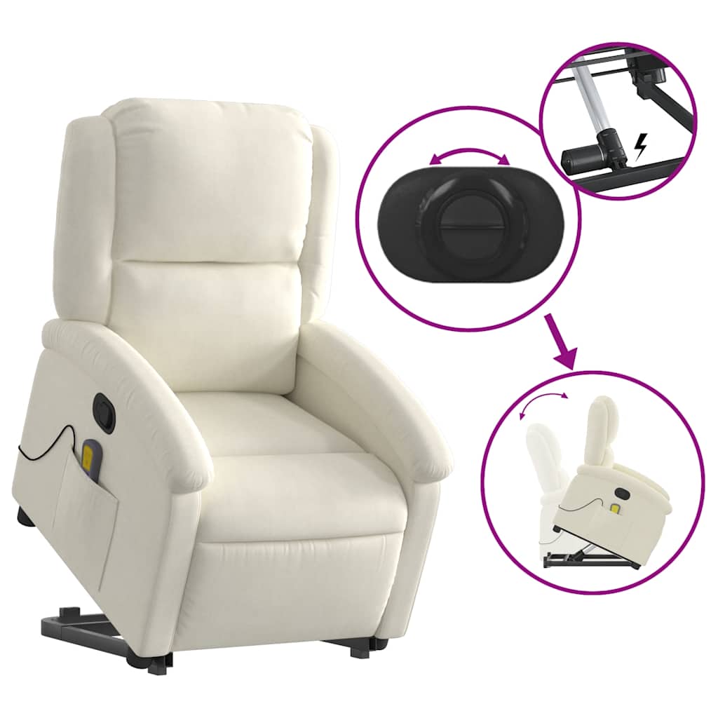 Fauteuil De Massage Inclinable Velours Crème
