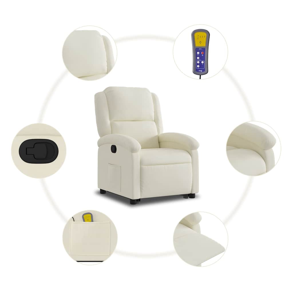 Fauteuil De Massage Inclinable Velours Crème