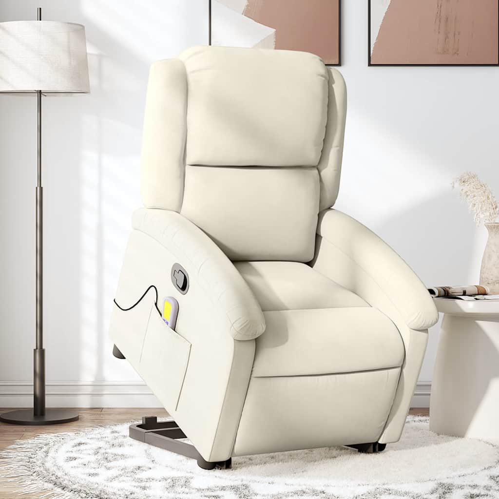 Fauteuil De Massage Inclinable Velours Crème