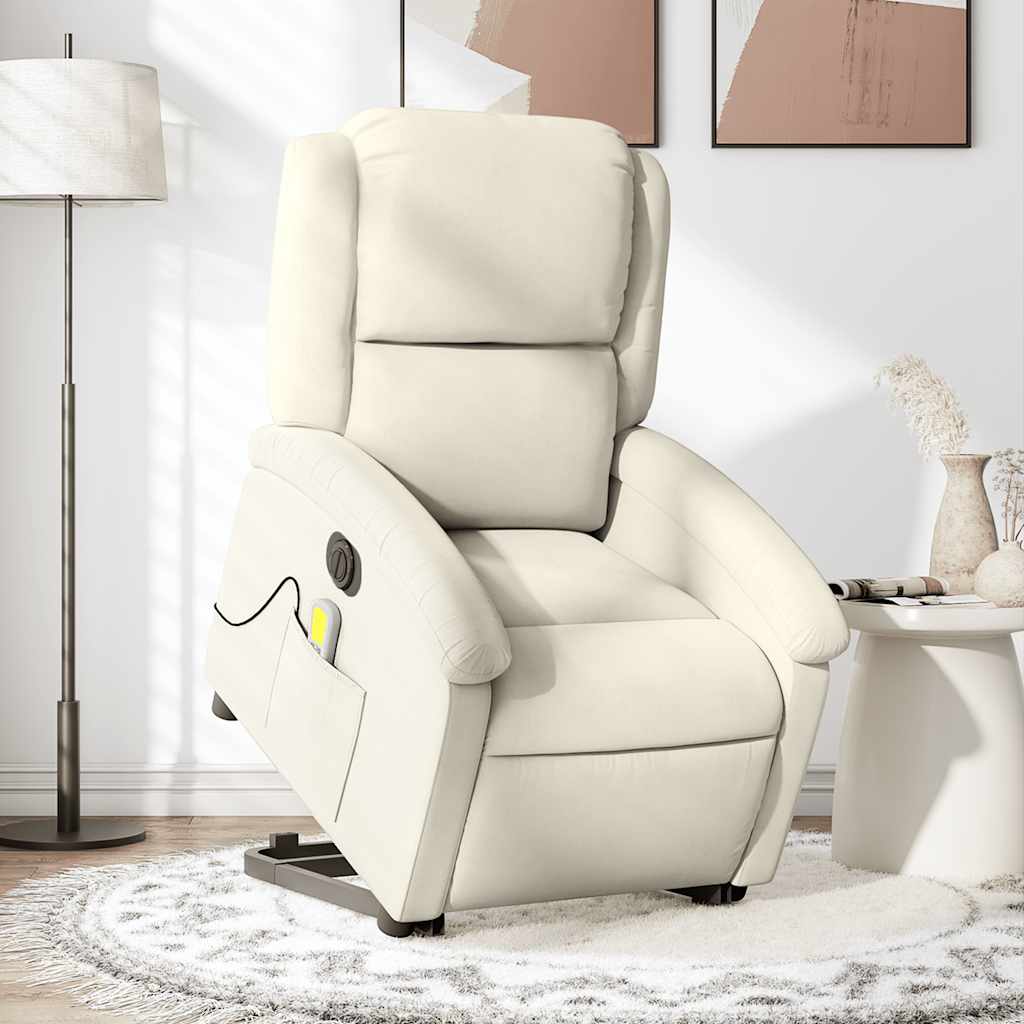 Fauteuil De Massage Inclinable Velours Crème