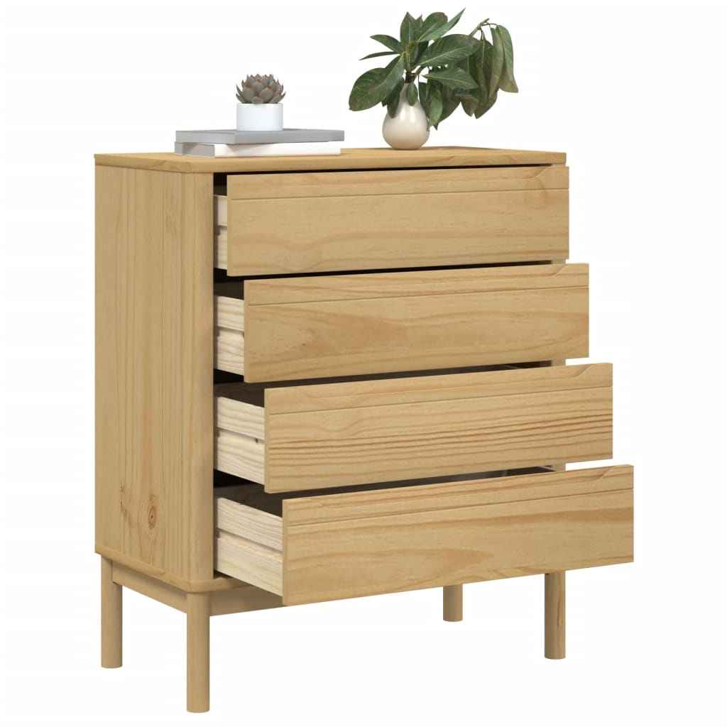 Commode Floro Cire Marron Bois De Pin Massif