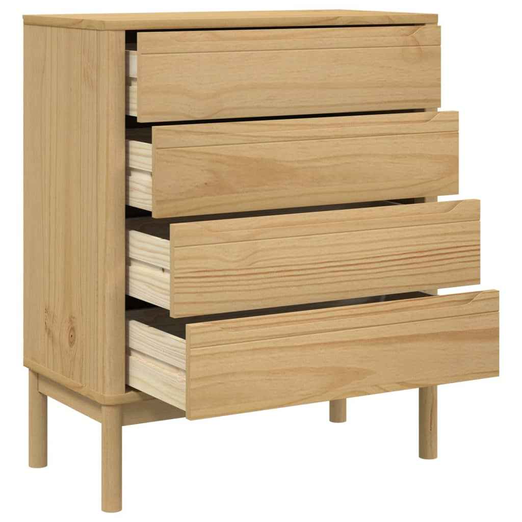 Commode Floro Cire Marron Bois De Pin Massif
