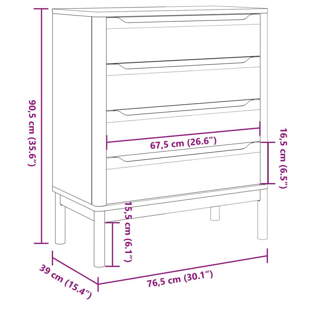 Commode Floro Cire Marron Bois De Pin Massif