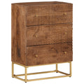Commode 55X30X76 Cm Bois Massif De Manguier Et Fer