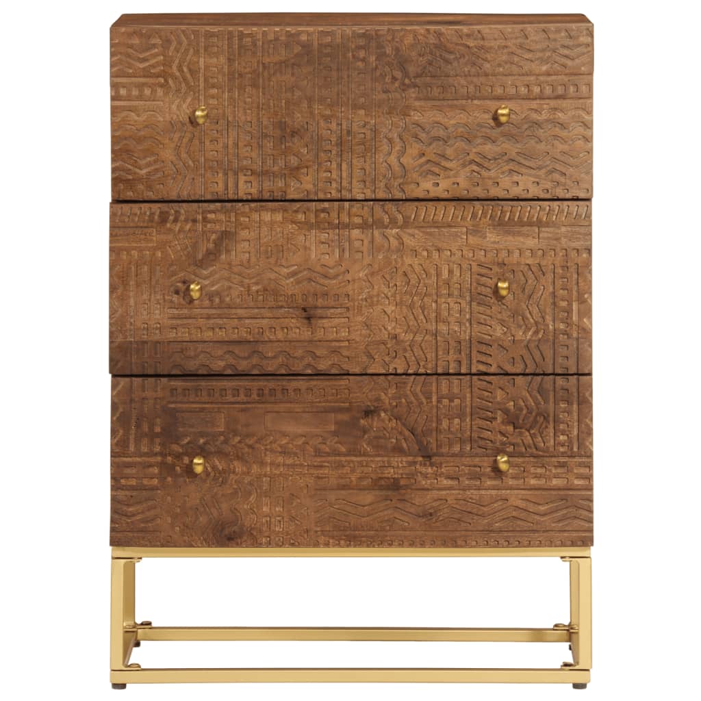 Commode 55X30X76 Cm Bois Massif De Manguier Et Fer