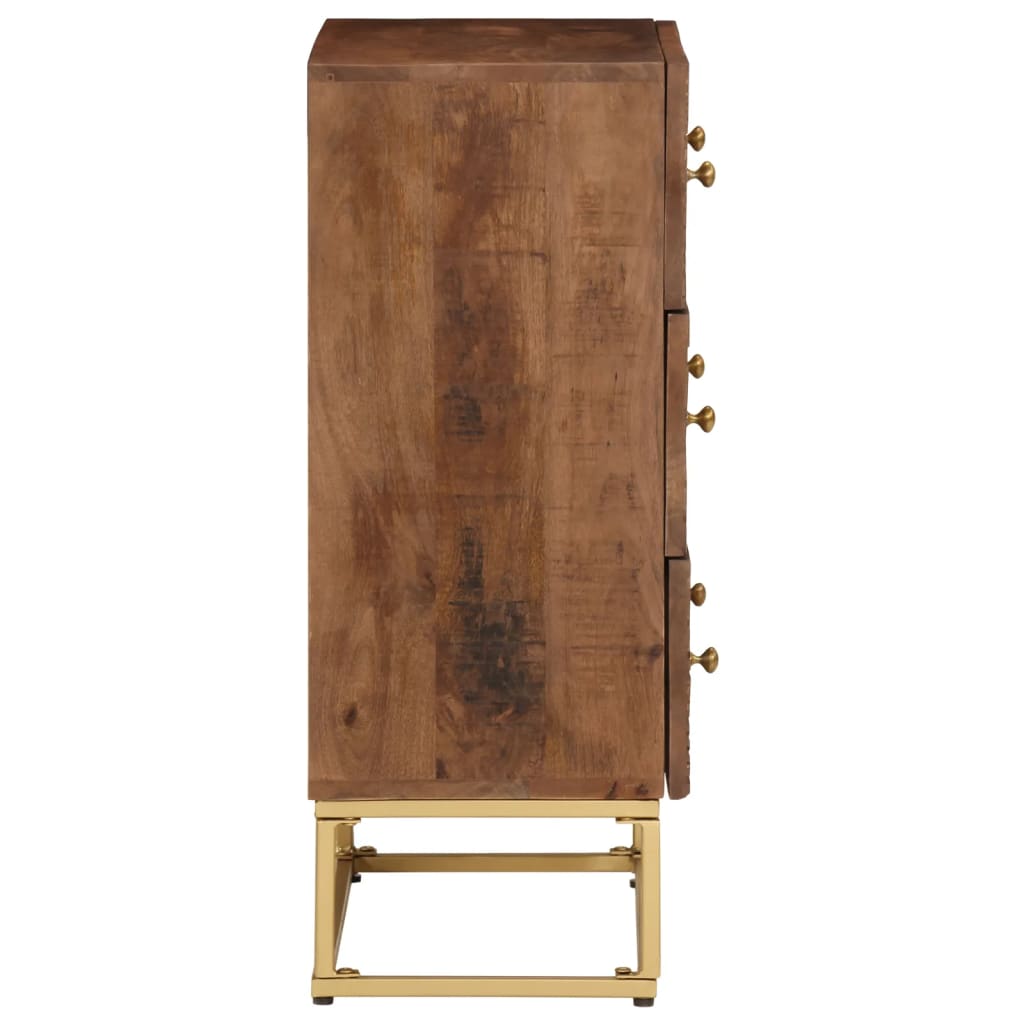 Commode 55X30X76 Cm Bois Massif De Manguier Et Fer