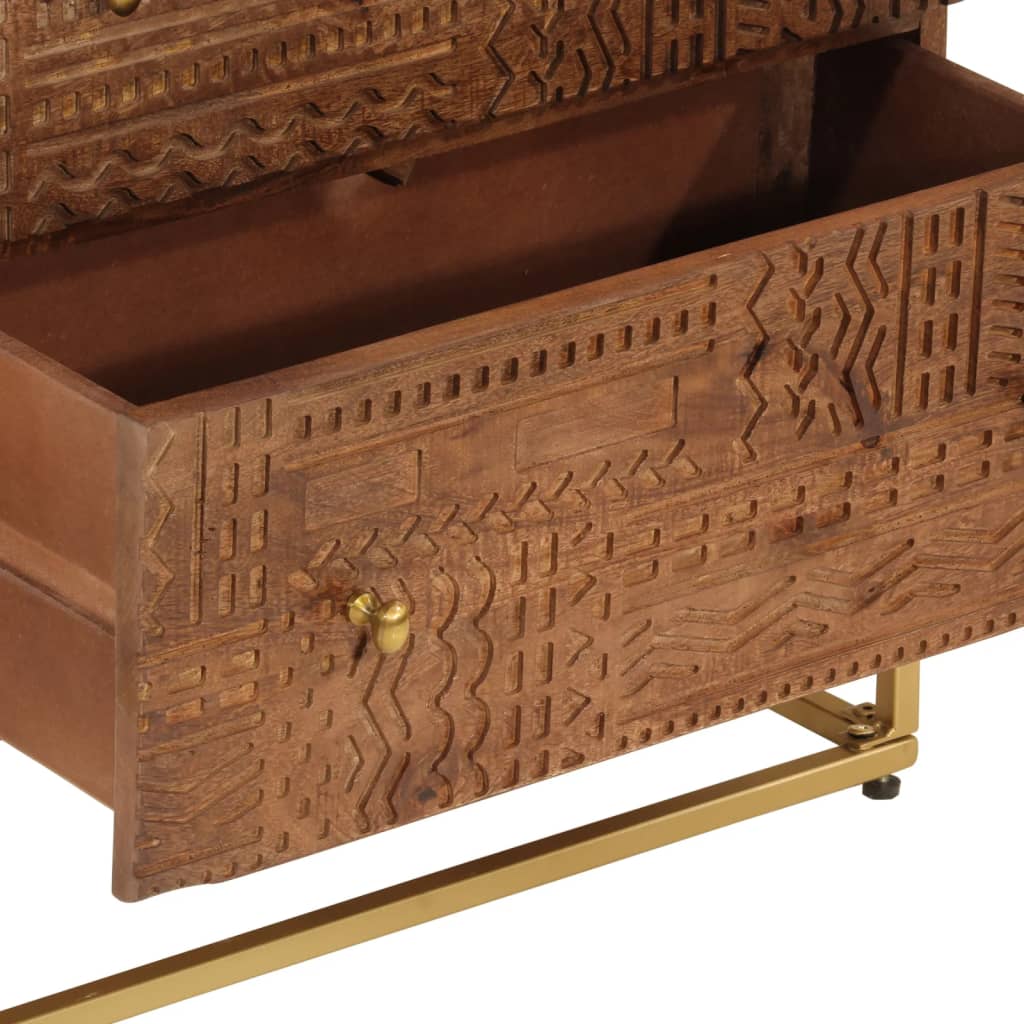 Commode 55X30X76 Cm Bois Massif De Manguier Et Fer