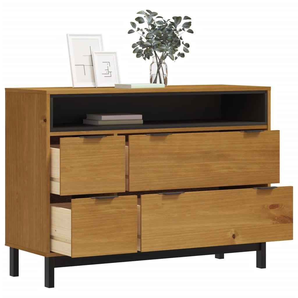 Commode Flam 110X40X80 Cm Bois De Pin Massif