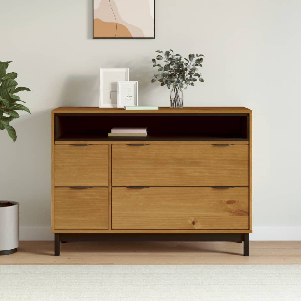 Commode Flam 110X40X80 Cm Bois De Pin Massif