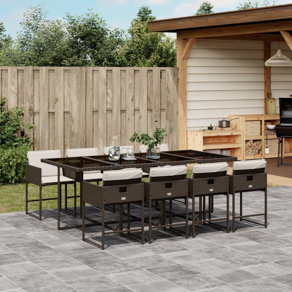 Ensemble À Manger De Jardin Coussins 13 Pcs Résine Tressée