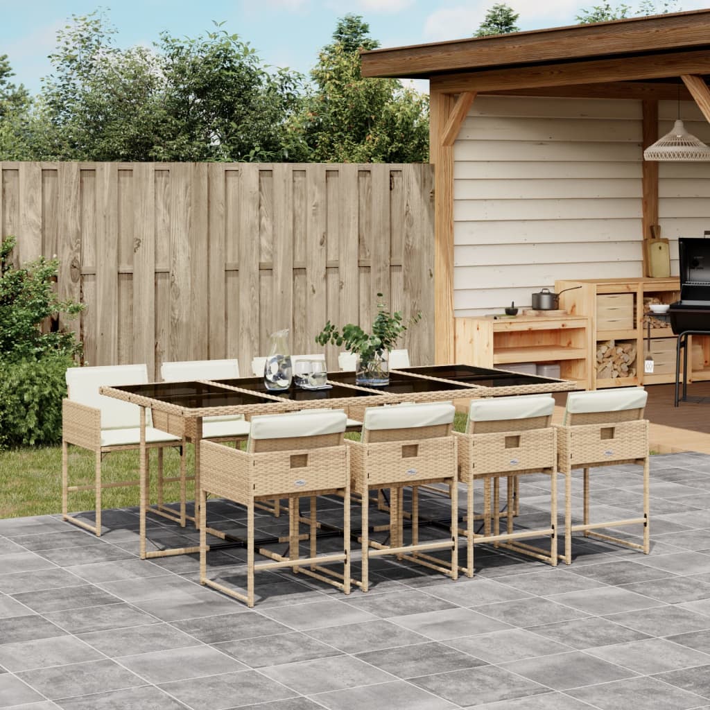 Ensemble À Manger De Jardin Coussins 13 Pcs Résine Tressée