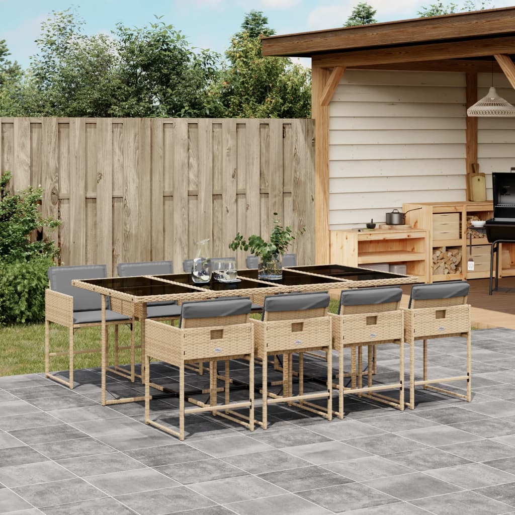 Ensemble À Manger De Jardin Coussins 13 Pcs Résine Tressée